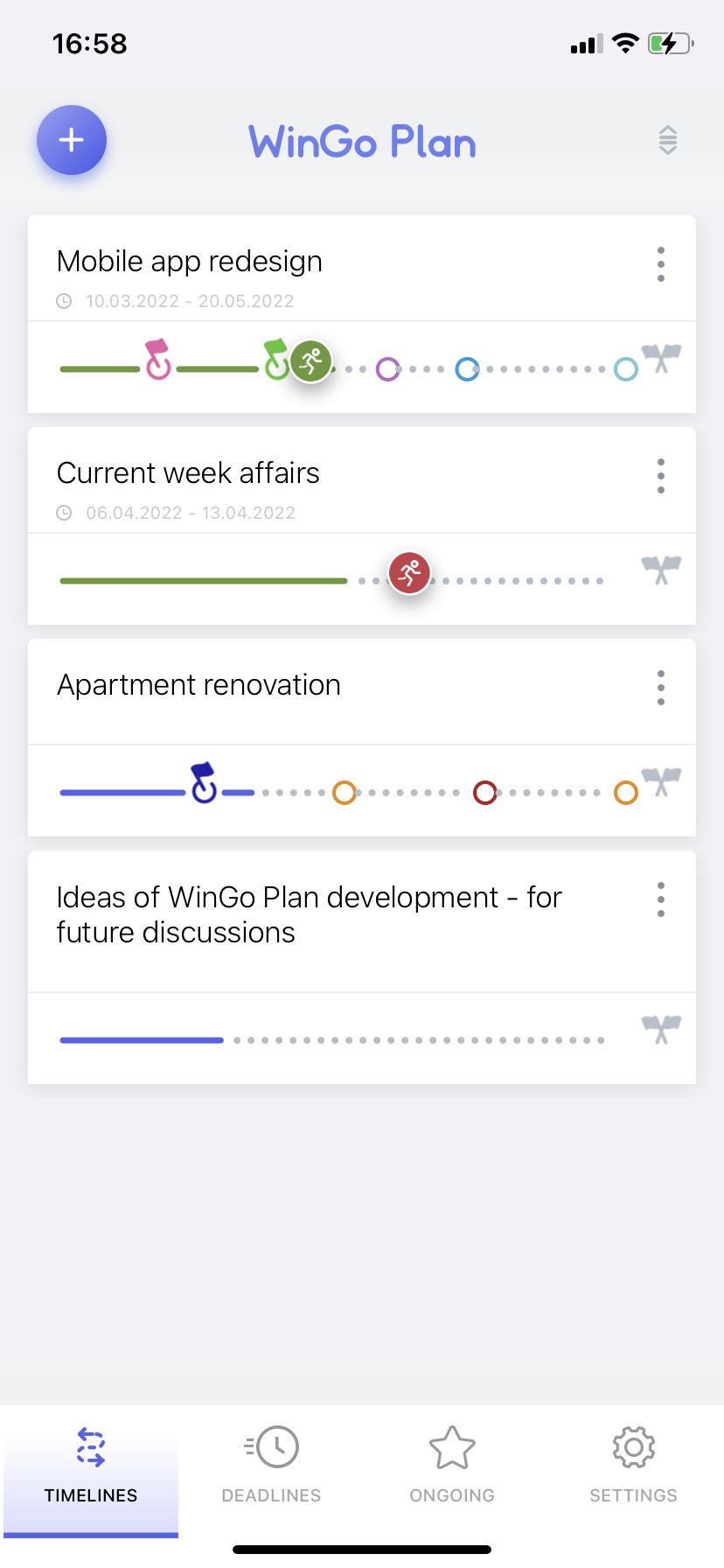 WinGo Plan planner: projects’ progress